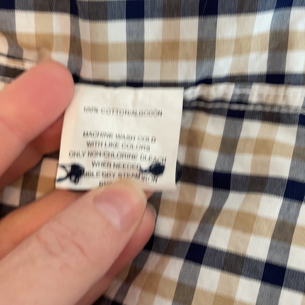 Men’s large button down blue/beige - Picture 6 of 7